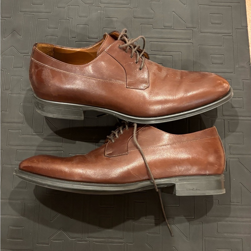 Aquatalia Men's Rich Brown Leather Dress Shoes
